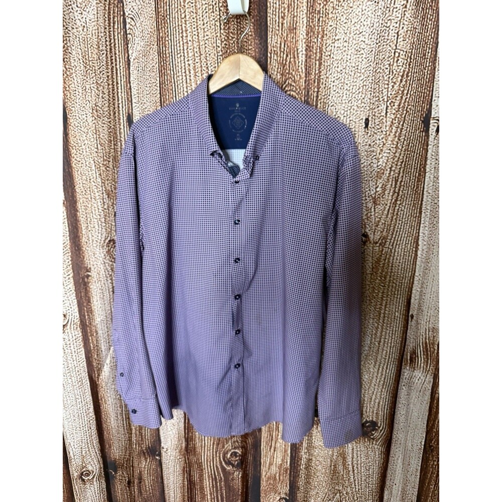 Con.Struct 4 Way Stretch Shirt Mens XL Blue Houndstooth Slim Performance
